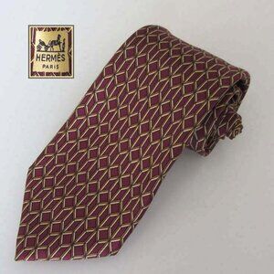 new HERMES 856 PA geometric print silk neck tie France